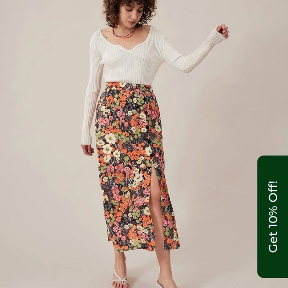 NWT Rihoas Floral Midi Skirt - Picture 4 of 10
